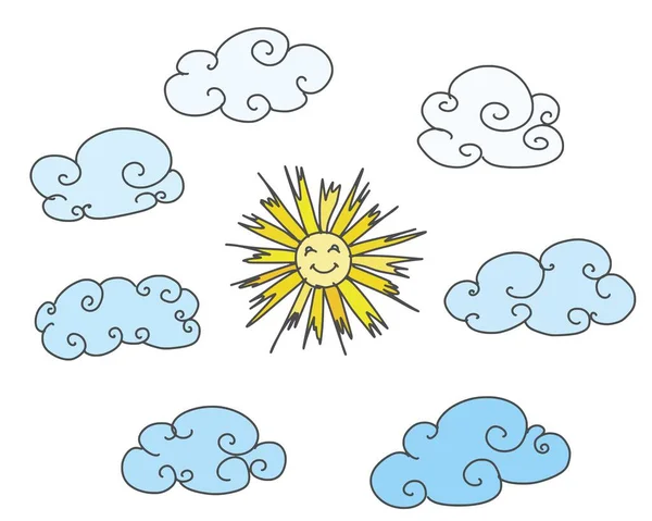 Sol Nuvens Mini Ilustração Esboço Doodle Desenho Imagem — Fotografia de Stock