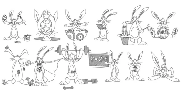 Набросок Кроликов Смешные Персонажи Изображение Складе — стоковое фото