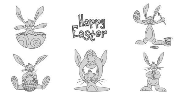 bunnies for easter character set. stock picture image