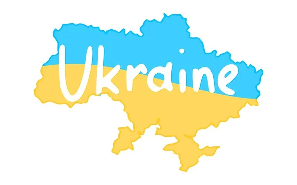 ukraine country map bright logo with lettering. sketch flat style picture