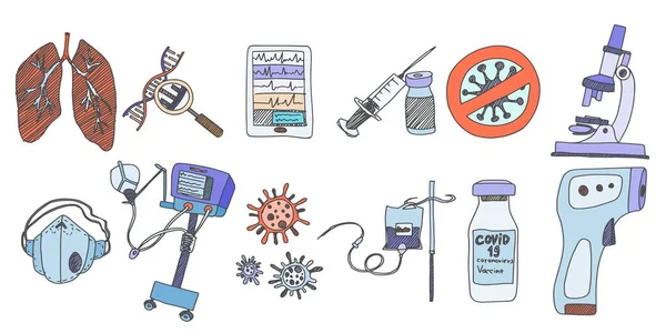 Rysunki Niebezpiecznych Leków Wirusy Choroby Doodle Prosty Rysunek Szkic Obraz — Zdjęcie stockowe