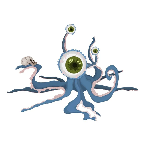Příšera Vodní Ptactvo Chobotnice Obrovskýma Očima Halloween Kreslený Obrázek — Stock fotografie