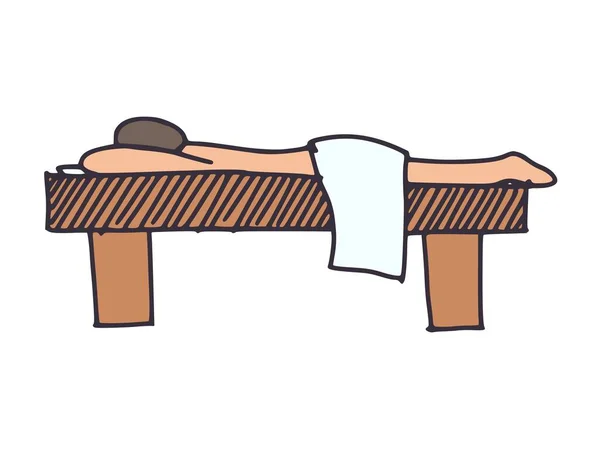 Simple Drawing Man Lying Massage Table Doodle Image Picture — Stock Photo, Image