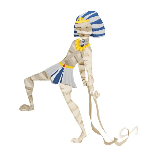 Spaventoso Faraone Mummia Bende Mostro Oro Immagine Stile Piatto — Foto Stock