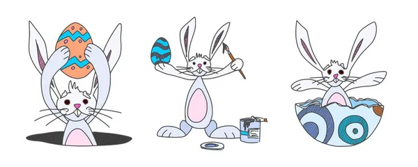 Кролики Персонажи Смешной Пасхальный Праздник Изображение Складе — стоковое фото