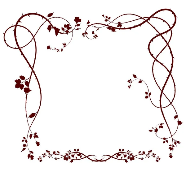 Rám Tkalcovské Rostliny Květiny Trny Doodle Sketch Picture Stock Fotky — Stock fotografie