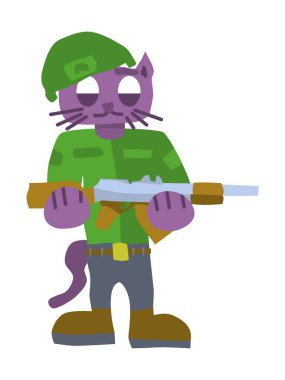 Elinde makineli tüfekle üniformalı bir asker. vektör deposu resmi