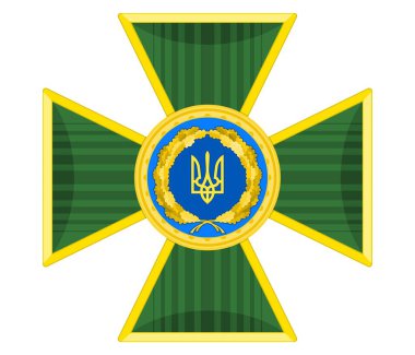 Ukrayna askerlerine altın madalyayla yeşil haç ödülü. vektör deposu resmi