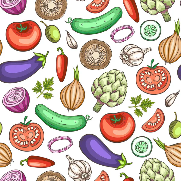Seamless Pattern Vegetables Keto Diet Low Carb Food Ketogenic Diet — Stock Vector
