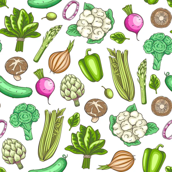 无缝图案与蔬菜为酮饮食 低碳水化合物食物 用于产茶饮食 手绘矢量涂鸦插图 — 图库矢量图片