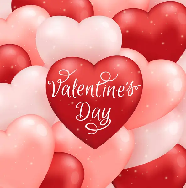 Cartão Saudação Decorativo Para Dia Dos Namorados Com Balões Rosa — Vetor de Stock