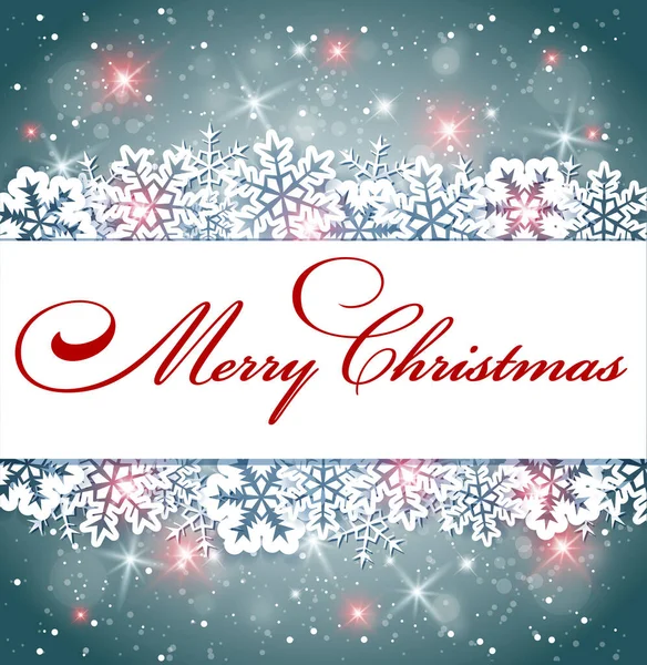 Vecteur Brillant Bannière Noël Avec Des Flocons Neige Une Inscription — Image vectorielle