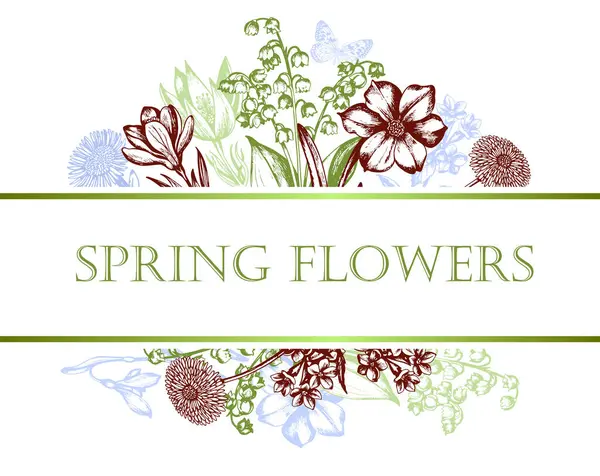 Fondo Floral Vintage Con Flores Primavera Ilustración Vectorial Dibujada Mano Vectores de stock libres de derechos
