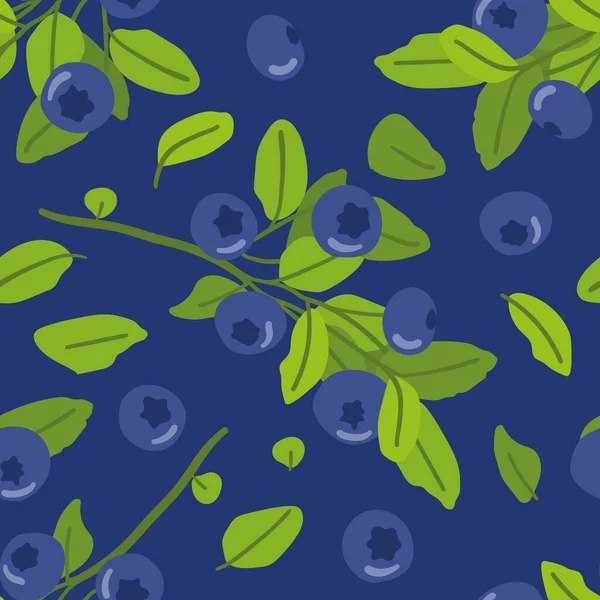 Charming Seamless Pattern Featuring Vivid Blueberries Fresh Green Leaves Inviting — стоковый вектор