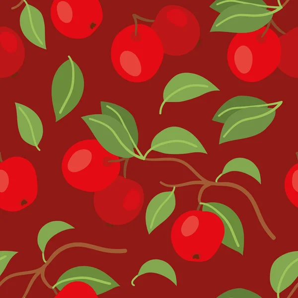Encantador Patrón Sin Costuras Con Manzanas Crujientes Hojas Verdes Exuberantes — Vector de stock
