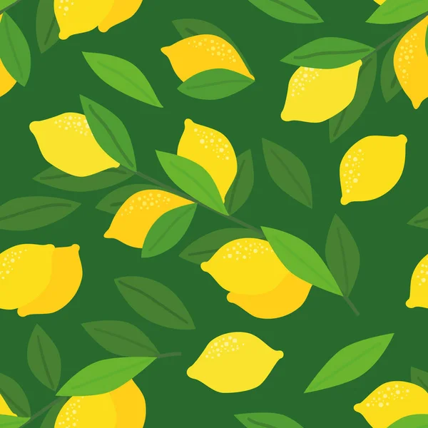 Limão Vibrante Folhas Verdes Frescas Criar Padrão Sem Costura Animada — Vetor de Stock