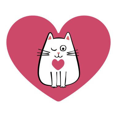 Pembe kalpli beyaz kedi.