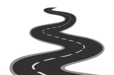 Sarmal asfalt yolu. Eğimli yol çizimi. Çok ileri gittin. Yolculuk..