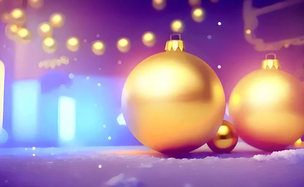 Рождество Новый Год Обои Мячами Красотой Фиолетовый Боке Зимний Счастливый — стоковое фото