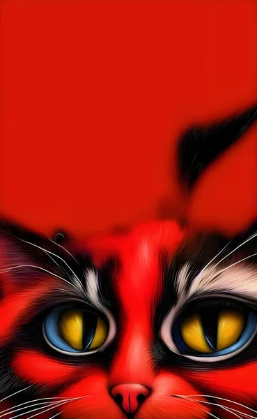 Ілюстрація Червоної Кішки Жовтими Очима Красивий Чарівний Домашній Улюбленець — стокове фото