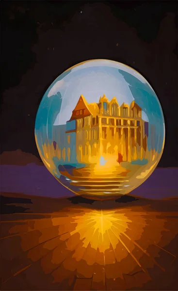 Magická Malovaná Koule Tajemným Hradem Posvátná Předpověď Budoucnosti Magické Sklo — Stock fotografie