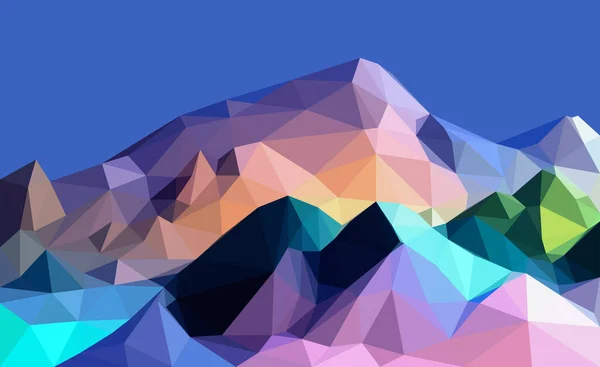 Montanha Digital Abstrata Geométrica Poligonal Vetor Colorido Paisagem Plana Fundo — Vetor de Stock