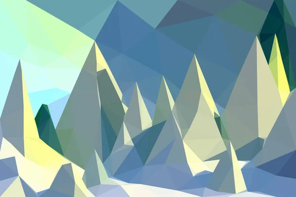多边形几何抽象数码山 矢量彩色 平面景观 旅游背景 山脉艺术 创意背景 — 图库矢量图片