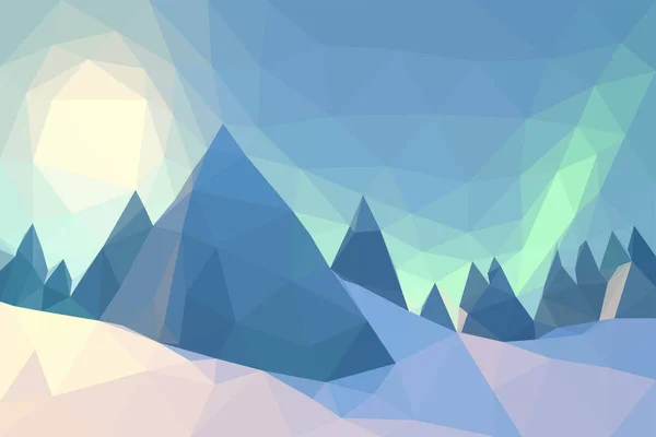 多边形几何抽象数码山 矢量彩色 平面景观 旅游背景 山脉艺术 创意背景 — 图库矢量图片