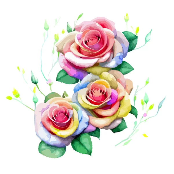 Rose Aquarelle Vectorielle Carte Peinture Nuptiale Beauté Élément Graphique Pour — Image vectorielle