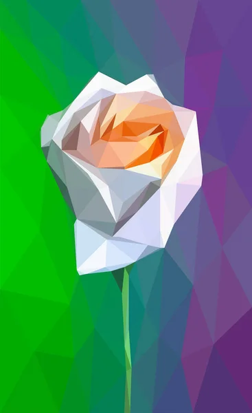 Isolado Baixo Poli Rosa Branca Geométrico Triangulado Polígono Flor Abstrata — Vetor de Stock