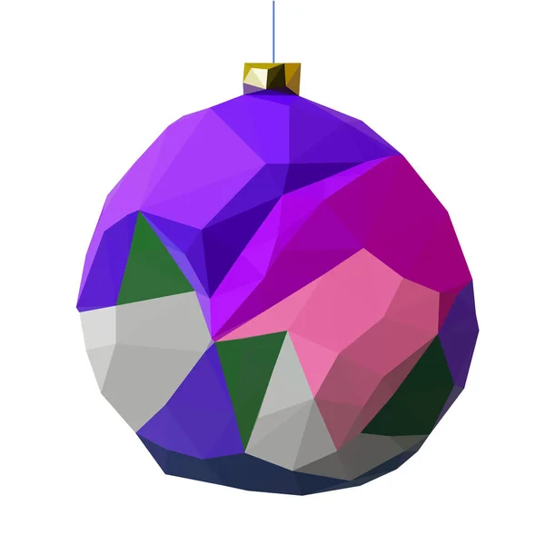 圣诞低波利几何球与三角形 几何圣诞玩具 新年对象 多边形 — 图库矢量图片