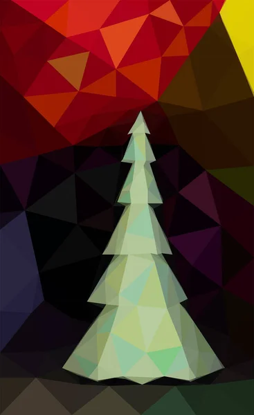 Low Poly Background Christmas Tree Triangular Fir Geometric Holidays Wallpaper — Stock Vector