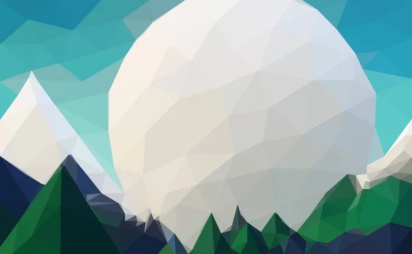 Многоугольная Геометрическая Абстрактная Цифровая Гора Большой Луной Векторный Красочный Плоский — стоковый вектор