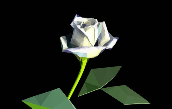 Vecteur Blanc Low Poly Rose Isolé Sur Couverture Noire Clip — Image vectorielle