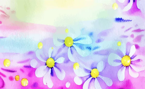 Vektor Blumen Aquarell Hintergrund Tapete Mit Schönen Gelben Blumen Mehrfarbig — Stockvektor