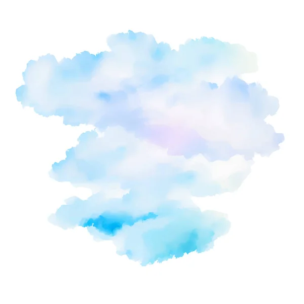 Ręcznie Robione Ilustracje Niebieskich Chmur Akwarela Nieba Lekki Abstrakcyjny Plusk — Wektor stockowy