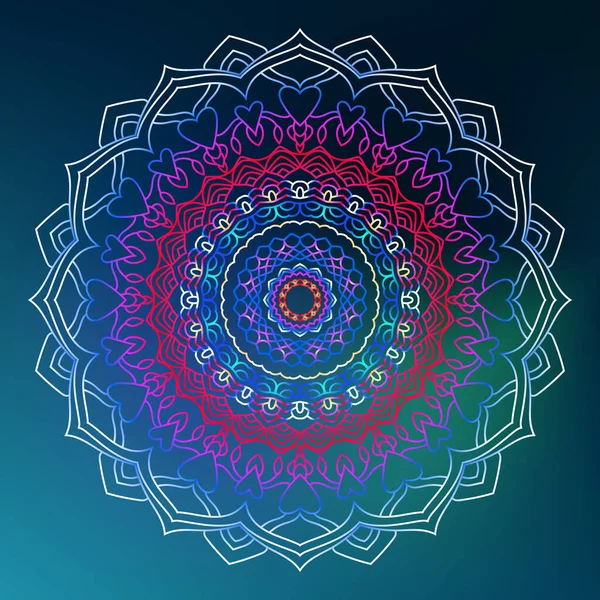 Gradient Mandala Blue Isolated Background Ethnic Mandala Colorful Tribal Ornament — 스톡 벡터