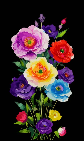 Bouquet Champêtre Aux Fleurs Roses Sauvages Invitation Beauté Carte Éléments — Image vectorielle