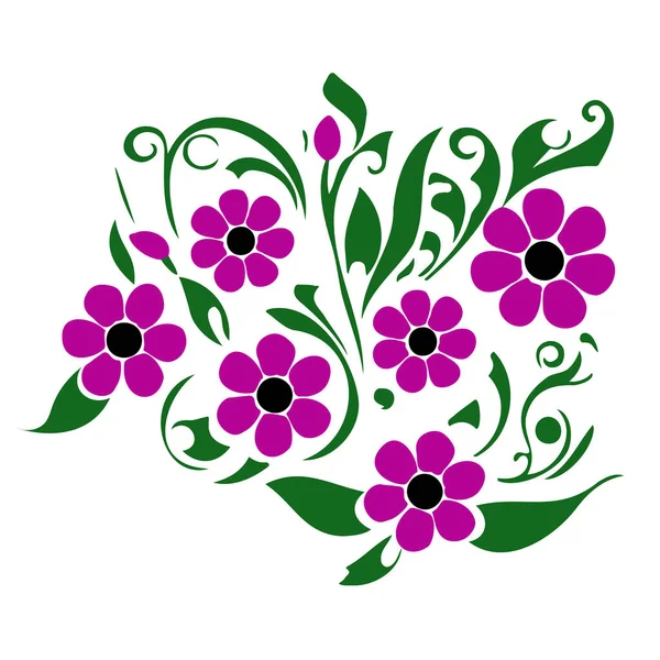 Marguerite Sauvage Fleurs Violettes Fleurs Vectorielles Plates Beauté Avec Des — Image vectorielle