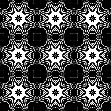 Siyah ve beyaz, dikişsiz desen. Çiçeksel süslemeli tek renkli damaske arka planı. Beyaz üzerine zarif bir süs. Dekoratif arka planı tekrarla. Süslü tasarım. Parmak izi, kumaş, duvar kağıtları için..