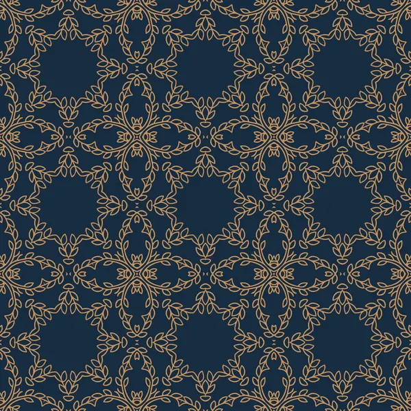 Blue and gold vintage seamless pattern. Floral ornamental luxury damask background. Elegance ornament . Repeat decorative backdrop. Ornate design. For prints, fabric, wallpapers.