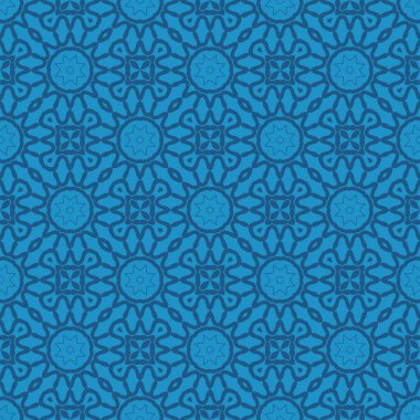 Eski, dikişsiz desen. Süslü antika tarzı, çiçekli arka plan. Mavi süs. Dekoratif arkaplanı tekrarla. Dekoratif zarafet barok tasarımı