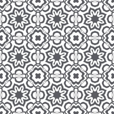 Çok güzel, gri ve beyaz, pürüzsüz bir desen. Süslü stil kabilenin etnik geçmişi. Geometrik süsleme arka planı tekrarla. Dekoratif kapak