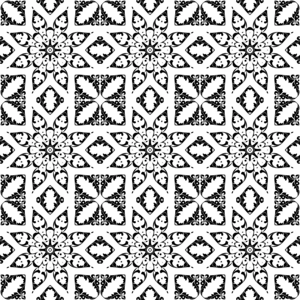 Black and white vintage seamless pattern. Floral ornamental monochrome damask background. Elegance ornament on white. Repeat decorative backdrop. Ornate design. For prints, fabric, wallpapers.