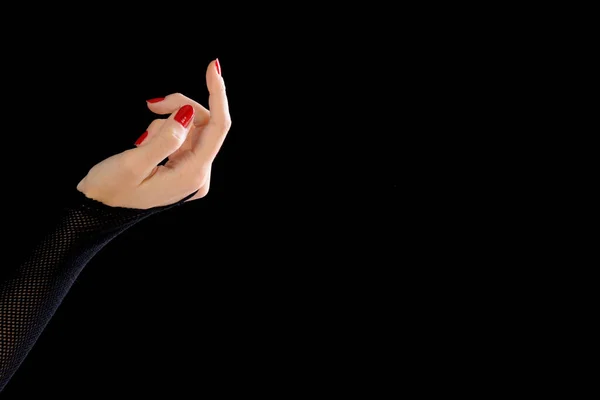 Женские Руки Черно Белым Маникюром Темном Фоне — стоковое фото
