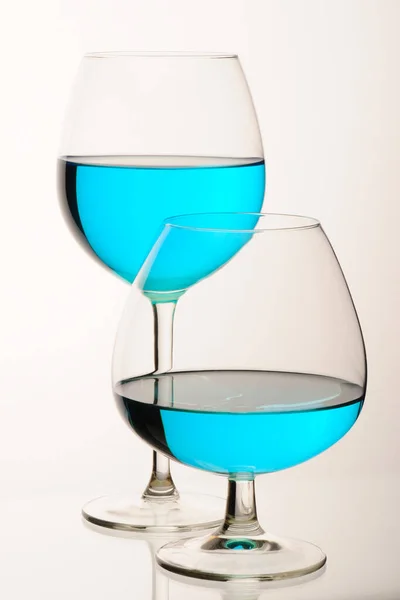 Glass Special Blue Wine White Background — Stock Photo, Image