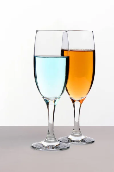 White Wine Glasses Isolated Grey Background — Stock Photo, Image