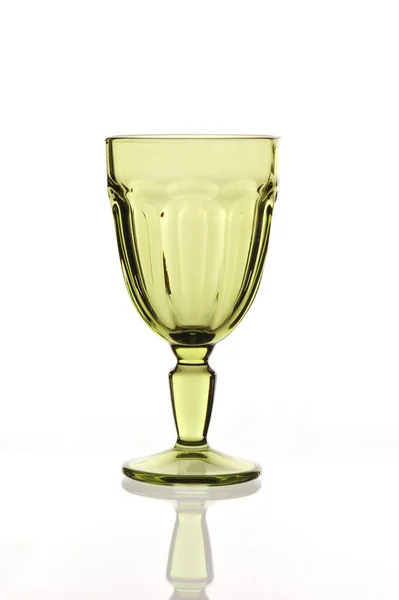 Empty Glass Green Tea Reflection White Background — Stock Photo, Image