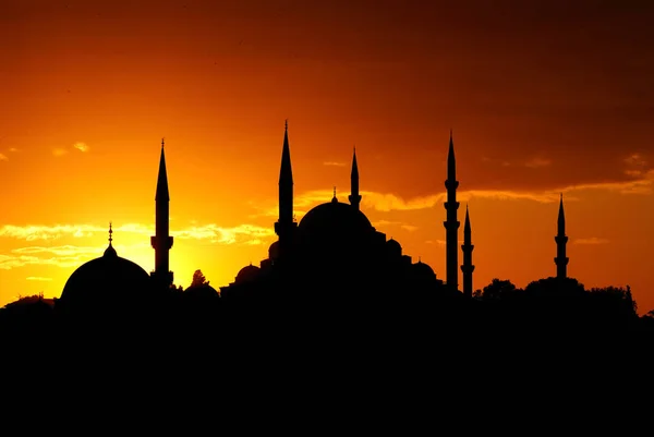 stock image istanbul, turkey hagia sophia mosque in the evening, the famous landmark mosque and minaret silhouette