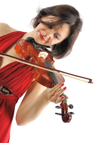 Jovem Bela Mulher Tocando Violino — Fotografia de Stock